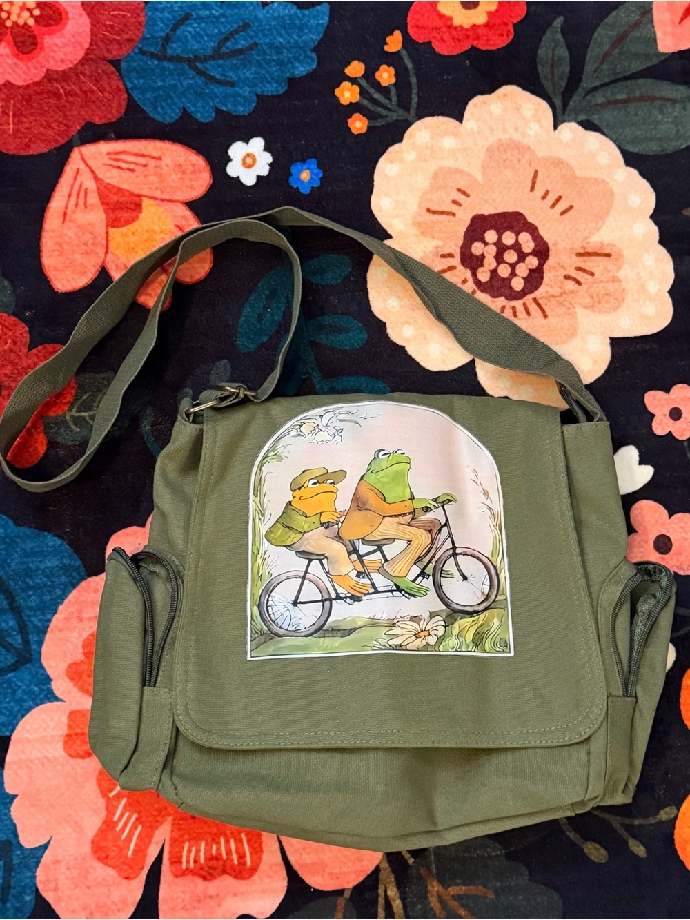 Frog & Toad Olive Green Canvas Messenger Bag